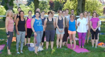 Yoga in the sun at Worcester Racecourse