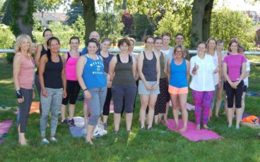 Yoga in the sun at Worcester Racecourse