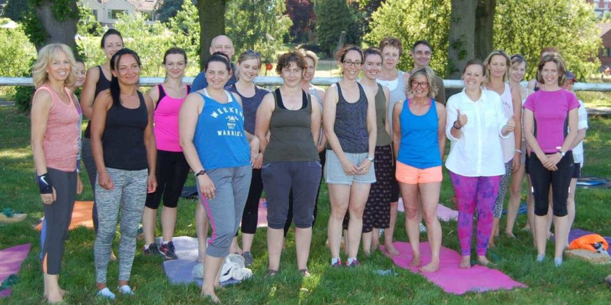 Yoga in the sun at Worcester Racecourse
